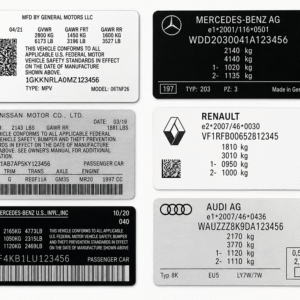 Replacement door pillar VIN label OEM specification sticker
