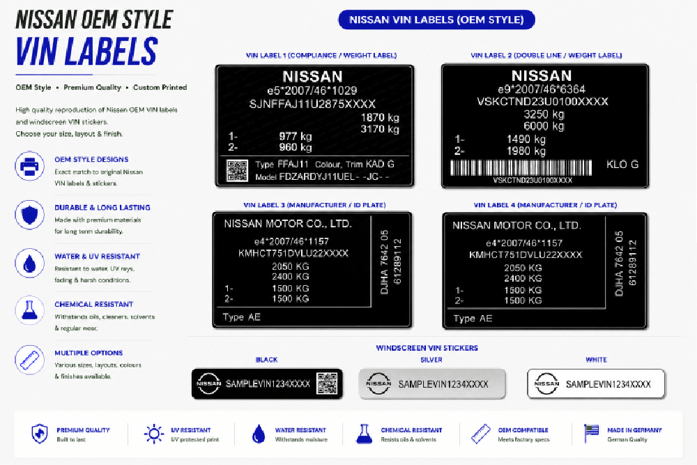 Nissan VIN label