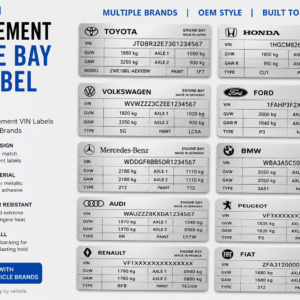 Replacement engine bay VIN label OEM specification underhood sticker