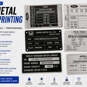 Replacement printed VIN metal plate OEM specification aluminium chassis plate